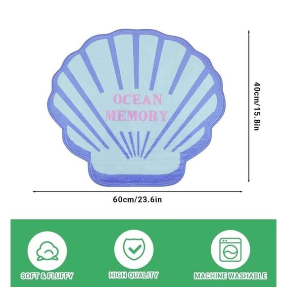 NEW Seashell Bathroom Rug, Non-Slip, Washable Plush Absorbent 24 x 22. - Picture 2 of 9